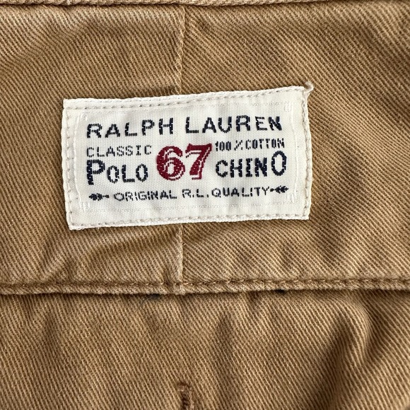VINTAGE Ralph Lauren Polo Shorts Men 33 Light Brown Cargo Y2K Canvas Loose - Picture 3 of 8